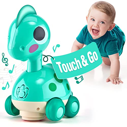CubicFun Musik Baby Spielzeug Dinosaurier für ab 6-8-9-12 Monate, Krabbelspielzeug mit Licht & Sound,Interaktives Krabbel Dino Babyspielzeug ab 6 8 9 12 Monate,Tummy Time Toys für Junge Mädchen