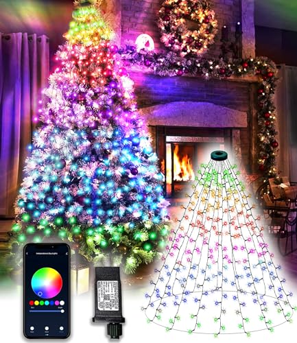 DOTWAYAW Smart Lichterkette 2M 400 LED Weihnachtsbaum - App-gesteuerte Lichter für Weihnachten mit 16 Millionen RGB Farben LED Lichterkette Weihnachten