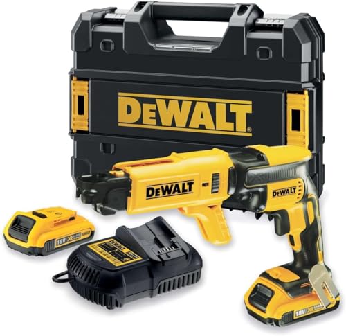 Dewalt 18 Volt Akku-Magazin-Trockenbauschrauber DCF620D2K (bürstenloser Motortechnologie, elektronische Motorbremse, Schraubtiefenanschlag, Magazinvorsatz, 2x 18 V / 2 Ah Li-Ion Akkus, Ladegerät)