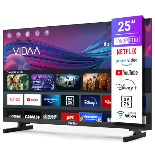 TuTu Smart TV 25 Zoll (64 cm) Full HD VIDAA Fernseher mit WLAN Triple Tuner (DVB-T/T2, DVB-C, DVB-S/S2) APP Store HDMI USB (TUV25FQ1B, 2024)