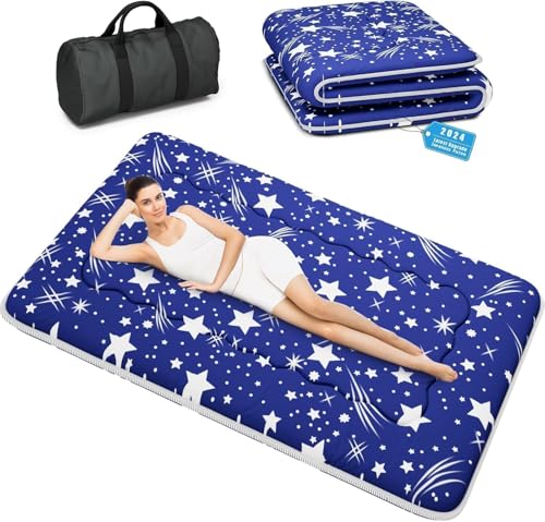Kiseely Japanische Futon-Matratze, Faltbare Tatami-Matte, tragbare Schlafunterlage mit Tasche und Gurt, Bodenmatratze, verdickte Schlafmatratze, Camping-Matratze