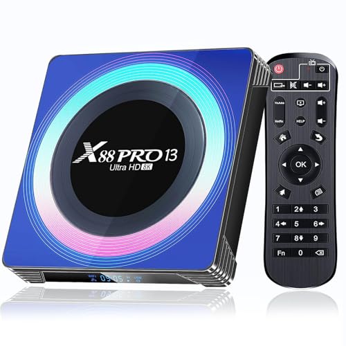 TV Boxen Android 13.0 mit 4GB RAM 32GB ROM RK3528 Quad-Core Unterstützung 8K/WiFi6/HDR10+/2.4GHz+5GHz Dual-WiFi/Bluetooth 5.0/LAN 100M Ethernet/3D/H.265 Smart Boxen