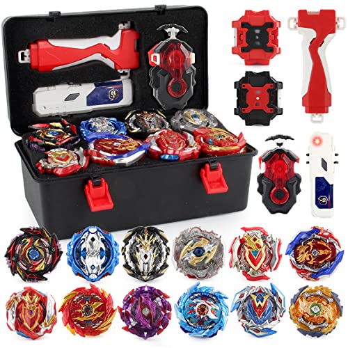 TUKIIE Bey Kinder Spielzeug Kreisel Blade Battle Set, Kampfkreisel Set für Kinder 12 Burst Kreisel 3 Launchers Arena Combat Game, für Kinder ab 6 Jahren