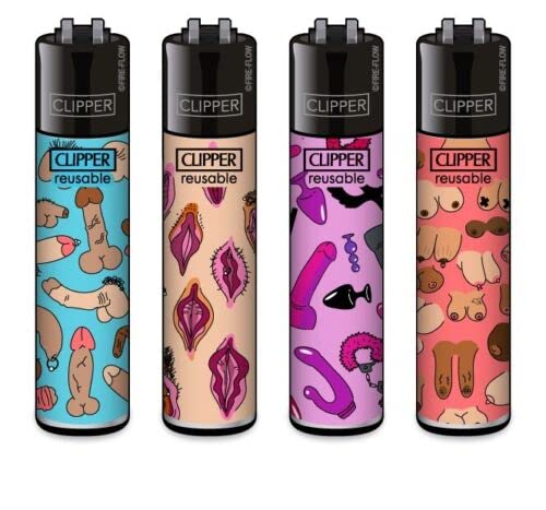 Clipper® 4er FFX Sex Pattern Collection Lighter Flints Feuerzeug + 2 Sticker