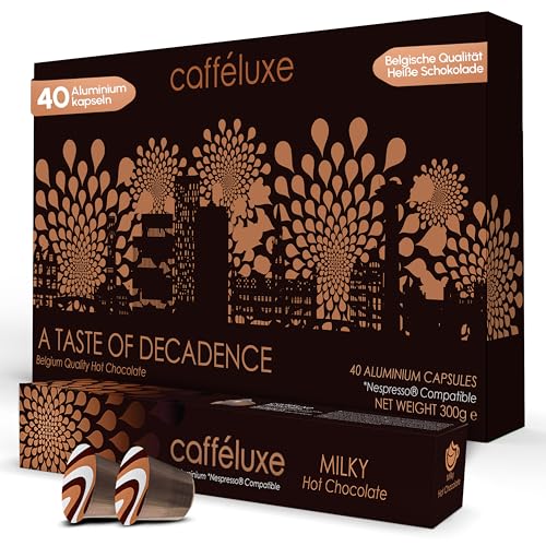 Cafféluxe A Taste of Decadence heiße Schokolade Kapseln – perfekte Mischung aus geschmeidiger und cremiger Kakao in 40 Kapseln für Nespresso Maschine – von belgischer Schokolade inspirie