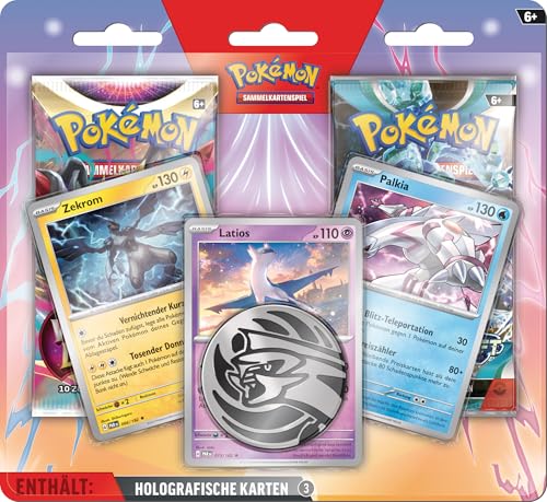 Pokémon-Sammelkartenspiel: Aufgewerteter 2er-Pack-Blister (3 holografische Promokarten & 2 Boosterpacks)