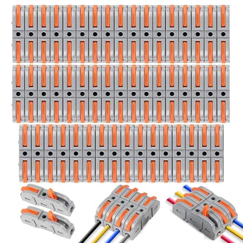 YSWOVUO Kabelverbinder, 50 Stück Durchgangsverbinder, SPL-1 Kabelklemmen Elektro, 4mm² Leiter Klemme mit Hebel, Verbindungsklemmen, Können Frei Kombiniert Werden SPL2-5