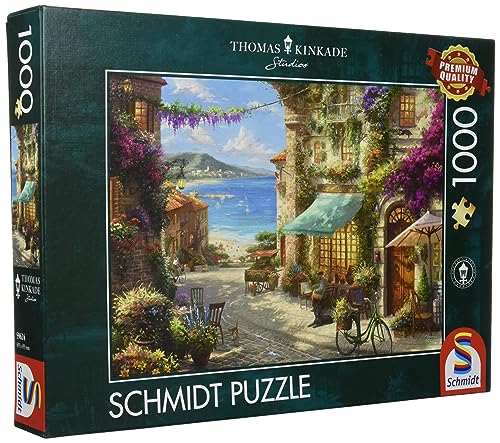 Schmidt Spiele 59624 Thomas Kinkade, Café an der italienischen Riviera, 1000 Teile Puzzle