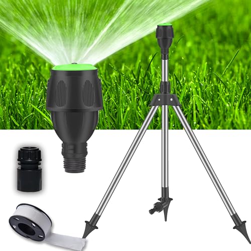 LIBRNTY Rasensprenger große flächen,Impulsregner,Rotating Tripod Sprinkler,Wenig Druck rasensprenger,Auto Rotating Tripod Sprinkler, Garten Rasensprenger 360 Grad Sprinkler für Hof,Garten,Rasen