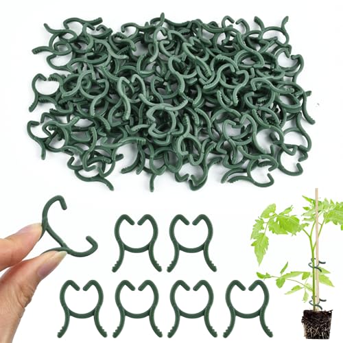 100 Stück Klein Pflanzenclips Grün, Wiederverwendbar Pflanzenklammern, Pflanzen Clips für Kletterpflanzen Klein Pflanzenklammern Tomatenclips, Gartenklammern für Unterstützen Pflanzen Gemüse Obst