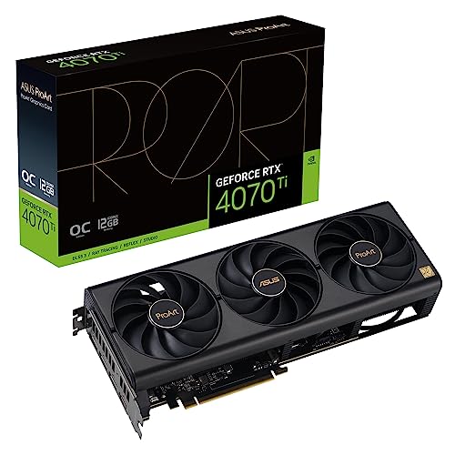 ASUS ProArt GeForce RTX 4070 Ti OC Edition 12GB GDDR6X Gaming Grafikkarte (NVIDIA GeForce RTX4070 Ti, DLSS 3, PCIe 4.0, 1x HDMI 2.1a, 3X DisplayPort 1.4a, PROART-RTX4070TI-O12G)