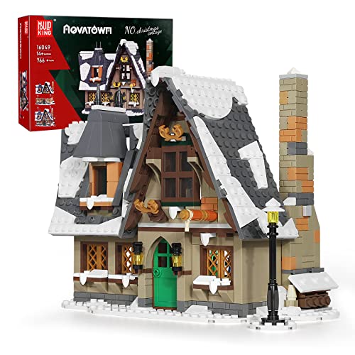 Mould King 16049 Weihnachtshaus Bausteine Modell, 766 Teile Architektur Haus Bausatz als Geschenk/Sammlerstücke/Ausstellungsgegenstände