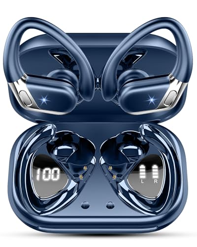 chalvh Bluetooth Kopfhörer Sport, Kopfhörer Kabellos Bluetooth 5.4 in Ear Kopfhörer, Earbuds 50H IPX7 Wasserdicht Ohrhörer für Joggen/Running,mit USB-C, Marineblau