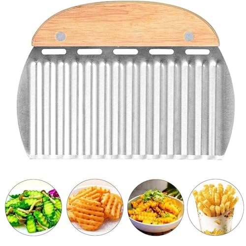 Rpanle Wellenschneider aus Edelstahl, Wellenmesser Kartoffelschneider für Kartoffeln, Crinkle, Pommes Frites und Obst, Gemüse-Klinge mit gewelltem Rand für Gemüse, Kartoffeln, Zwiebeln