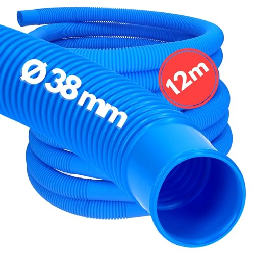 12 Meter Kalitec Poolschlauch 38mm, blau I Schwimmbadschlauch 38 mm I Schlauch Pool I Schlauch für Poolpumpe I flexibler Pumpenschlauch I Formstabil und Trittfest