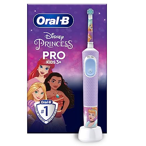 Oral-B Pro Kids Princess Elektrische Zahnbürste/Electric Toothbrush für Kinder ab 3 Jahren, inklusive Sensitiv+ Modus für Zahnpflege, extra weiche Borsten, 1 Aufsteckbürste, 4 Sticker, lila/blau