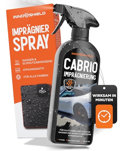 INNOSHIELD® Cabrio Verdeck Imprägnierung 500 ML - Wasser- & Schmutzabweisend - Imprägnierung für Cabriodach geeignet für alle Varianten - Optimal für die Cabrio Verdeck Pflege - Unweltfreundlich