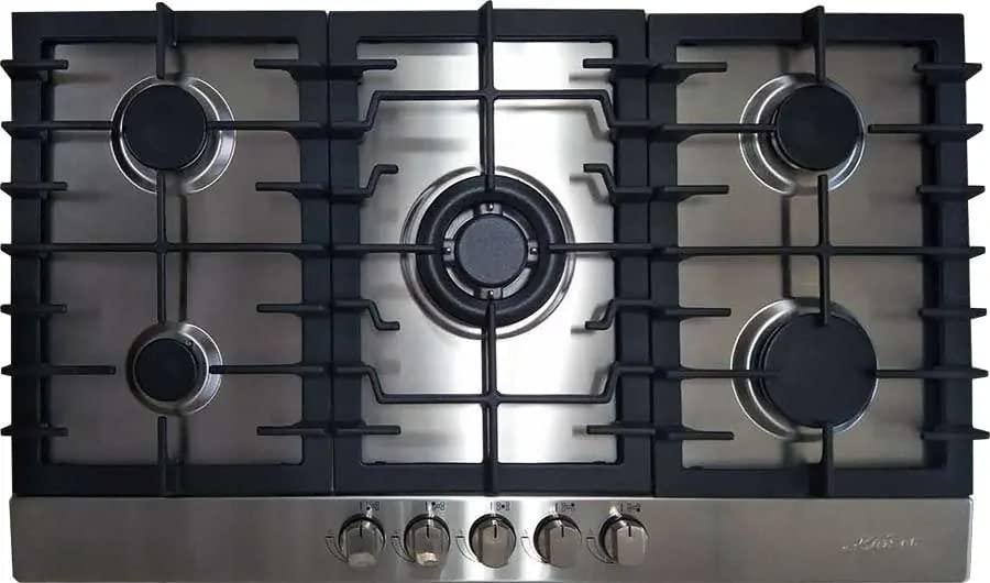 Kaiser KG 9356 Turbo Gaskochfeld 86 cm Edelstahl Autark - Einbau Gasherd Mit 5 Hochwertigen Brennern, 3,8 kW WOK Brenner - Für Erdgas Und Propangas