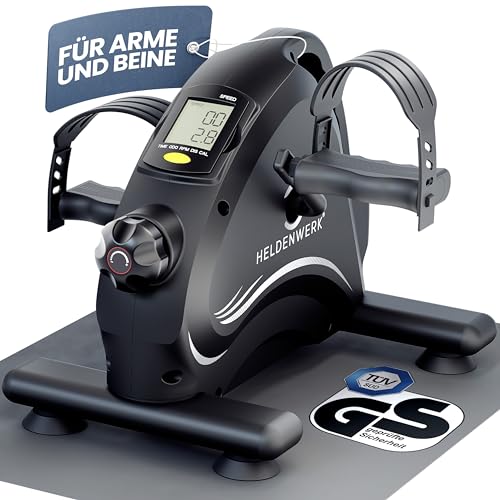 HELDENWERK Pedaltrainer Basic Set - TÜV/GS geprüft inkl. Befestigungsgurt & Anti-Rutschmatte - Arm- und Beintrainer für Zuhause - Senioren Pedal-Trainer, Heimtrainer