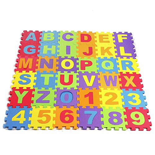 ColdShine 36 Stück Puzzlematte Kinderspielteppich 15X15cm Spielmatte Schaumstoffmatte Kinderteppich Rutschfestem EVR Puzzle Zahlen für Kinder