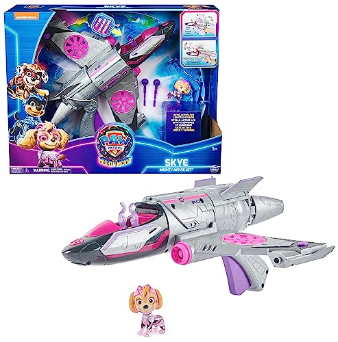 PAW Patrol: Der Mighty Kinofilm, Skyes Deluxe Superhelden-Jet inkl. Skye Figur, Licht und Geräuschen, Spielzeug geeignet für Kinder ab 3 Jahren