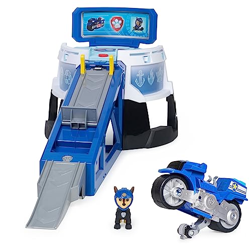 PAW PATROL Moto Pups HQ-Spielset mit Sound-Effekten und exklusiver Chase-Figur mit Motorrad, Hauptquartier, ab 3 Jahren, Spielzeug