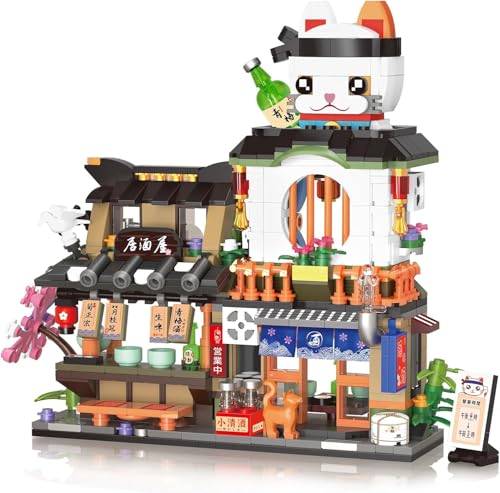 QLT QIAOLETONG Japanisch Straßenansicht Izakaya Shop Mini Bausteine, MOC Creative STEM Japanisch Toys Friends mädchen Model Set, 789 PCS Klemmbausteine Haus Toy Gift (Nicht Japan Haus)