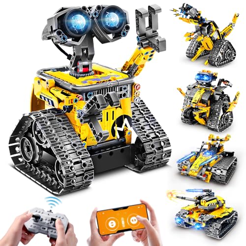 CUBIMANA Technik Roboter für Kinder Spielzeug - 5 in 1 Fernsteuerung Bauspielzeug mit App Programmierbar Wall Roboter/Technik Roboter/Dinosaurier Geschenke für Jungs Mädchen 6-12+ Jahre (520 Stück)