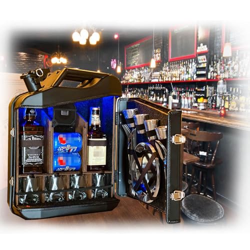 POCDOKYZ Kabinett-Gaskanister-Bar, 20-L-Fass-Champagner-Minibar, Mini-Whisky-Bar, Whisky-Bar, geeignet für Mann, Vater, Ehemann usw,Black