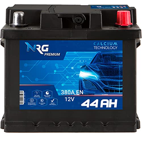 NRG Premium Autobatterie 12V 44Ah 380A/EN Starterbatterie ersetzt 36AH 40AH 41AH 43AH 45AH 46AH 47AH Batterie