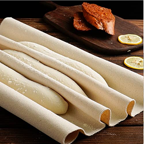 BUZIFU Backtuch Leinen Professionelles Gärtuch Bäckerleinen Bäckerleinen Teigtuch Natürliche Baumwolle Leinen Fermentationstuch Leinentuch Backen für Brot Backen Baguette Brotteig Küche 90 x 60 cm