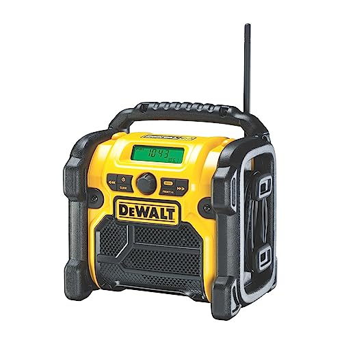 DEWALT Akku- und Netz-Radio/ Baustellen-Radio (DAB(DAB(+)/FM Stereo/FM, für 10,8 - 18 V, 3.5 mm Aux Eingang zum Abspielen externer Geräte, robustes Gehäuse, 1.8 m Kabel), DCR020