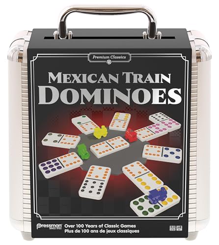 Goliath - Mexican Train Dominoes, Metall Tin, Domino Spiel für Kinder ab 6 Jahren, Brettspiel für 2 bis 10 Spieler, Strategisches Brettspiel