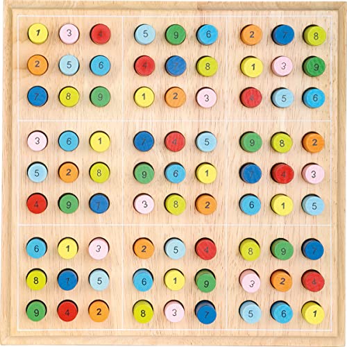 small foot Sudoku bunt aus Holz, Brettspiel zur Förderung des Zahlenverständnis, für Kinder ab 6 Jahren, Sudoku 'bunt' für Kinder aus Holz, Gesellschaftsspiel ab 6 Jahre , 2489 Toys, 25 x 25 x 3 cm