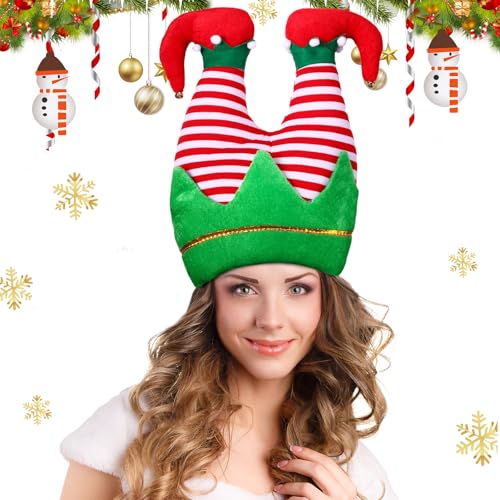 Figarge Weihnachtsmütze Nikolausmütze Weihnachten Nikolaus Rot für Erwachsene Weihnachtsdeko Geschenk Clown Hut Weihnachtsfeier Weihnachtsmarkt (Grün)