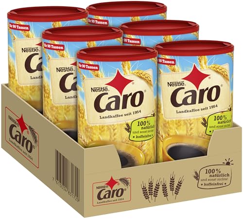Nestlé CARO Landkaffee, lösliches Pulver aus Gerste, Gerstenmalz, Zichorie und Roggen, koffeinfrei, 6er Pack (6x200g)