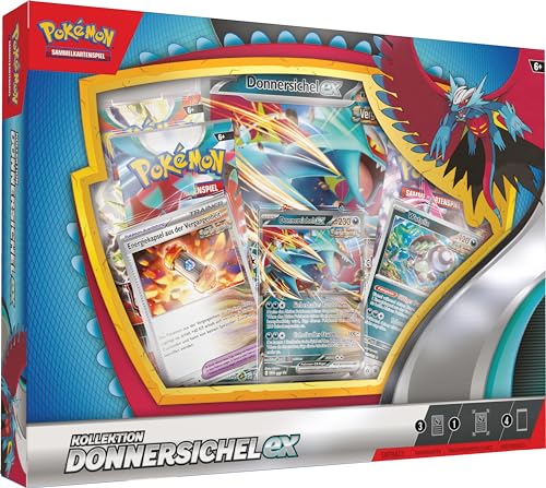 Pokémon-Sammelkartenspiel: Kollektion Donnersichel-ex (1 holografische Promokarte, 1 überdimensionale holografische Karte & 4 Boosterpacks)