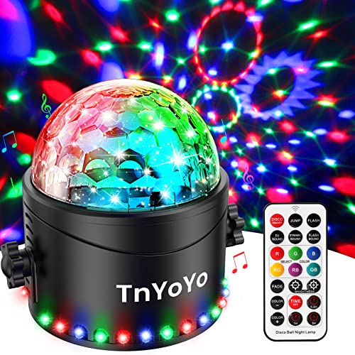 Discokugel, TnYoYo Discokugel LED Party Lampe Musikgesteuert Disco Lichteffekt, 7 Farben Party Lichter Disco Licht RGB Discolicht Partylicht mit Fernbedienung für Kinder Home Party