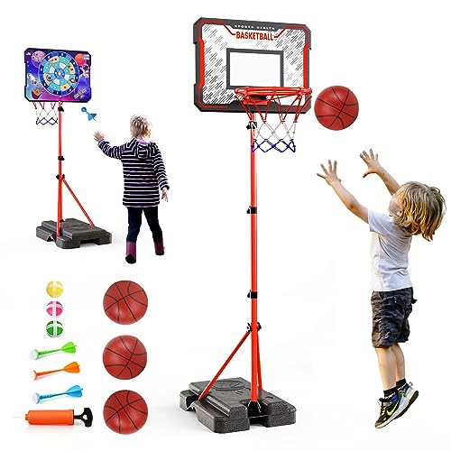TOnEnergy Basketballkörbe Kinder, 117-188 cm 2 in 1 Basketballständer,Basketballkorb Outdoor Indoor Höhenverstellbar Basketball-Backboard Ständer Hoop Set für Jungen Mädchen 3-12 Jahre