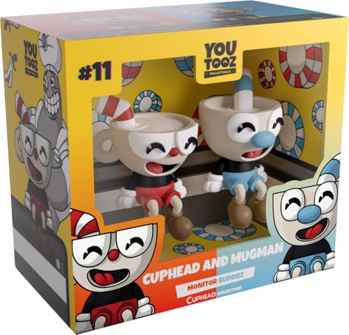 Youtooz Cuphead and Mugman Monitor Buddies – Desktop-Zubehör für Gamer – 6,3 cm Display Schreibtisch Dekor