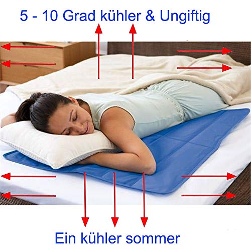 Kühlmatte Selbstkühlende Gel Pad Mat für Verbesserten Schlaf - Hilft Bei Migräne, Kopfschmerzen, Menopause, Nachtschweiß und Hitzewallungen,Re-Usable Relief, Pillow Insert XXL,60x90CM