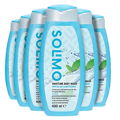 Amazon-Marke: Solimo Feuchtigkeitsspendendes Duschgel mit Meersalz und Minze extrakt, 400ml (6-er Pack)