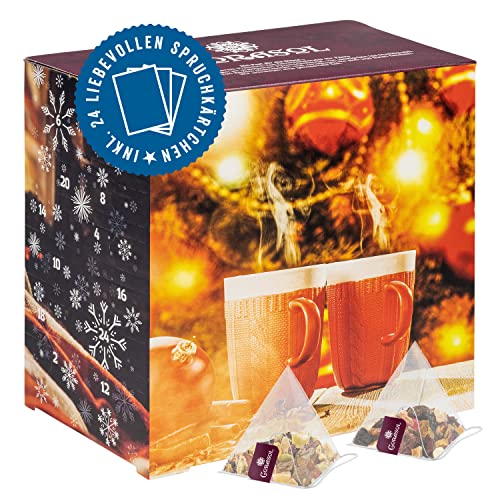 Corasol Premium Tee Adventskalender für Zwei (Paare & Pärchen) mit liebevollen Spruchkärtchen & 2 x 24 fruchtigen Teemischungen im Pyramidenbeutel (178 g)
