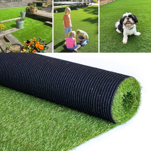 Petgrow 1M × 5M Kunstgras für Haustiere, 20mm Grashöhe Dauerhaftes Selbstentwässerungssystem Falsche Rasenmatten, Natürliche Simulation für Terrasse Balkon Außen Innen Grüner Rasenteppich (1M × 5M)