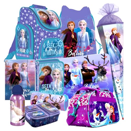 Frozen Eiskönigin ELSA 10 Teile Schulranzen Tornister Ranzen Schulrucksack Tasche Set Schultüte 85 cm Sporttasche mit Sticker-von-Kids4shop