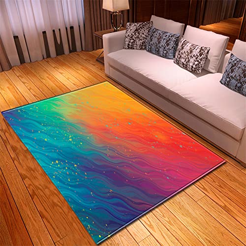 Mateju Teppich Schlafzimmer Wohnzimmer Teppich 3D Druck Dekoration Waschbarer Flanell Teppiche Balkon Terrasse Küchenteppich Bodenmatte Fußmatte (40x60cm,Bunt 4)