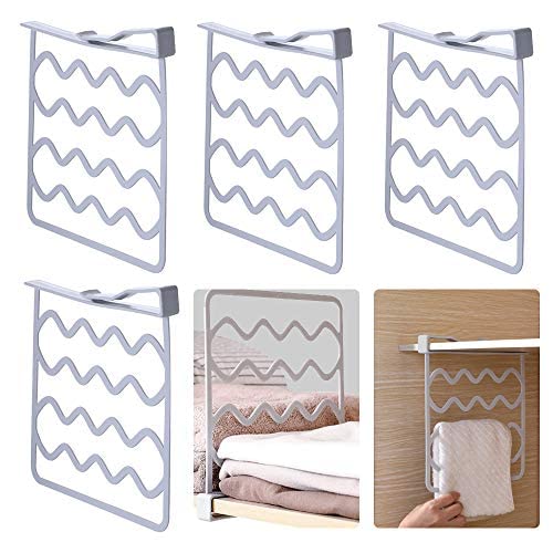 Praktische Regalteiler, 4 Stück Kleiderschrank Trennregale, Kleiderschrank Lagerung Trennwand, Kleiderschrank Handtuchhalter zum Organisieren Ihres Kleiderschranks um Platz zu sparen (Weiß) (Grau)