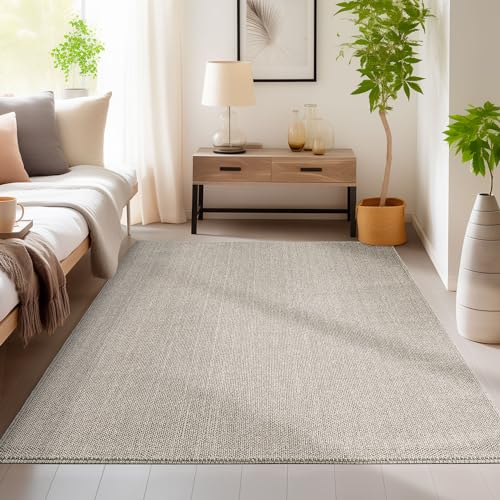 HomebyHome Teppich Wohnzimmer 200x300 Langlebig Robuster Teppich Cut-Loop Braun 200 x 290 cm - Kurzflor Schlingenteppich Schlafzimmer Dekorativer Teppich Meliert Struktur Küchenteppich Schlingenflor