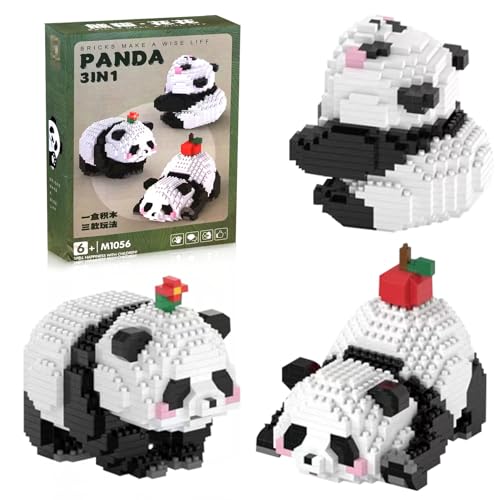 Hpbaggy 3 In1 Panda Bausteine Set,Niedlich Panda Bricks,Tier Building Block Set,Klemmbausteine Tiere Set,Mini Tiere Bausteine Set,Geschenke für Erwachsene, Kinder, für Kinder ab 9+ Jahren