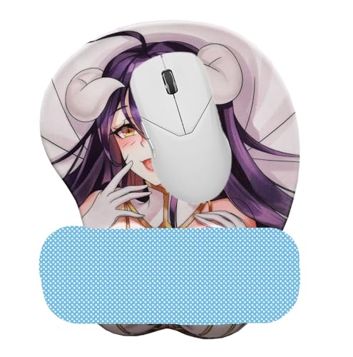 Fonyellpad Overlord Albedo Reizvolles Karikatur-Mädchen 3D große Silikon-Handgelenk-Rest-Stützmausunterlage-Matten-Spiel Mousepad Anime Gaming Mauspad